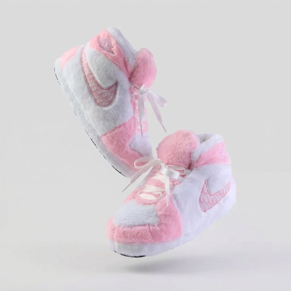 AJ 1 Monogram Pink Retro Hi Top Trainer Sneaker Slippers
