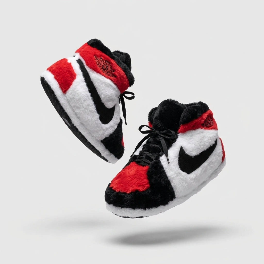 AJ 1 OG White Red Retro Hi Top Trainer Sneaker Slippers