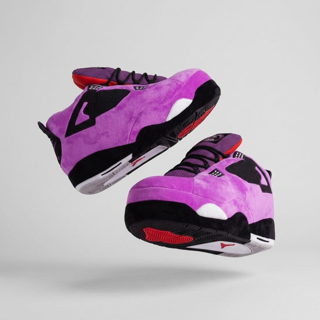 AJ 4 Purple Retro Hi Top Trainer Sneaker Slippers