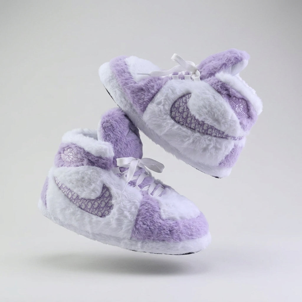 AJ 1 Monogram Purple Retro Hi Top Trainer Sneaker Slippers