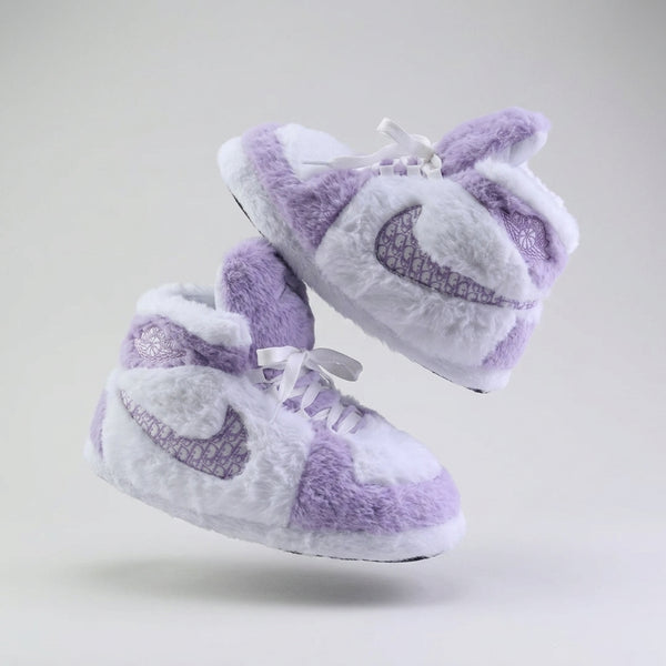 AJ 1 Monogram Purple Retro Hi Top Trainer Sneaker Slippers
