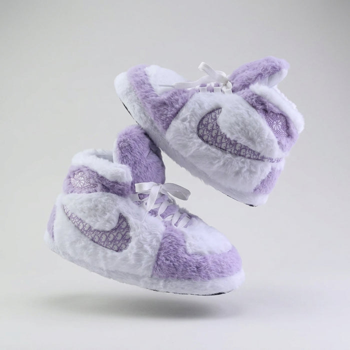 AJ 1 Monogram Purple Retro Hi Top Trainer Sneaker Slippers