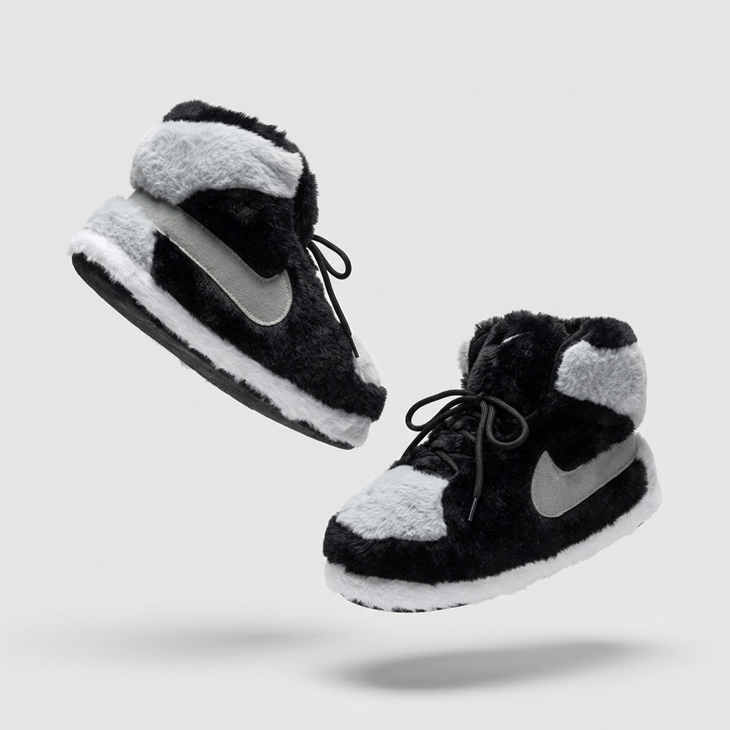 AJ 1 Grey Black Retro Hi Top Trainer Sneaker Slippers